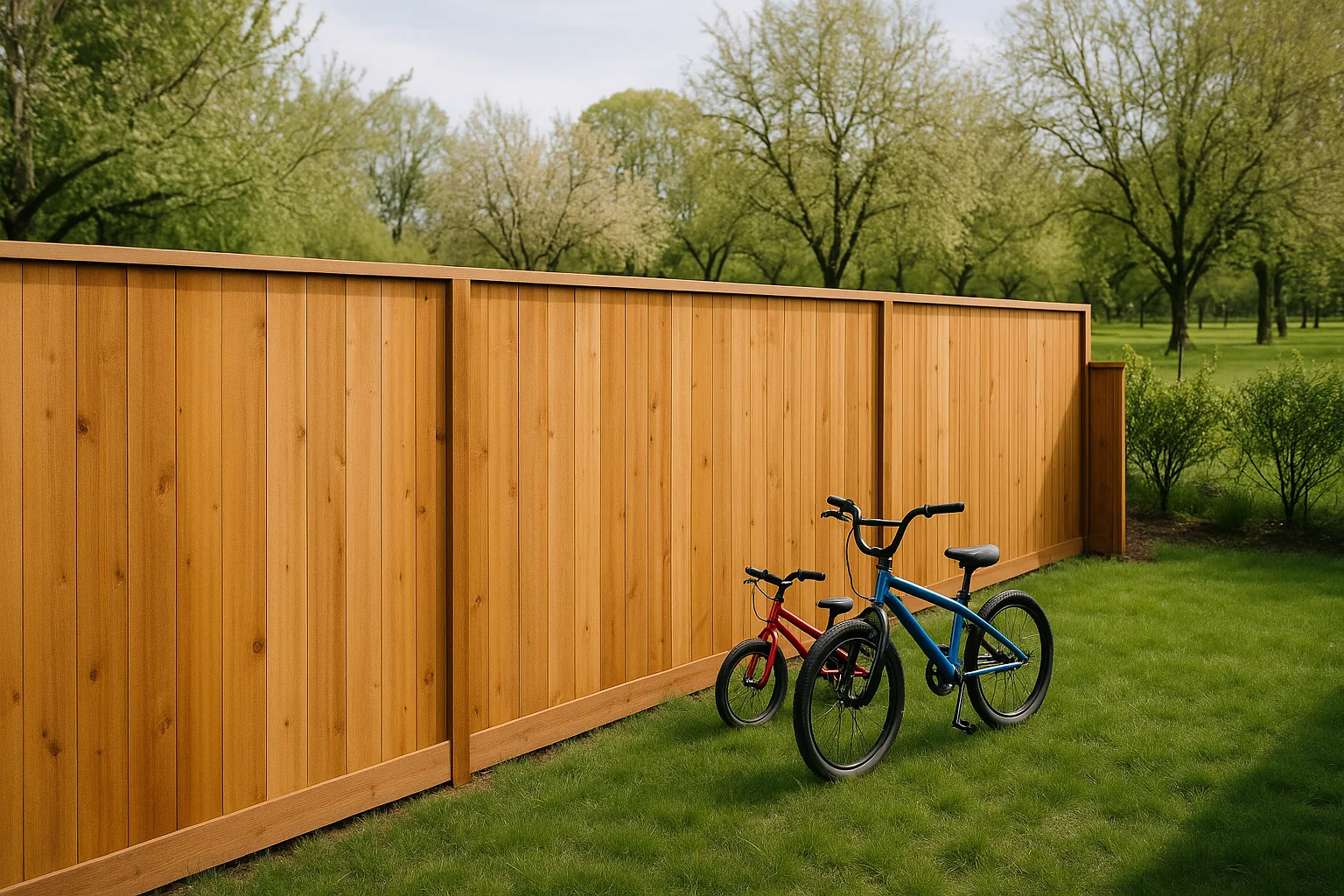 New cedar fence along a Woodburn family backyard
