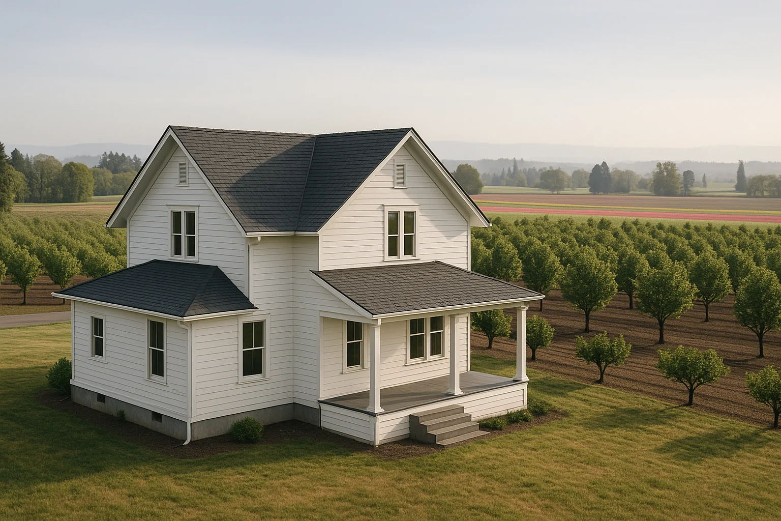New composition roof on a Woodburn farmhouse
