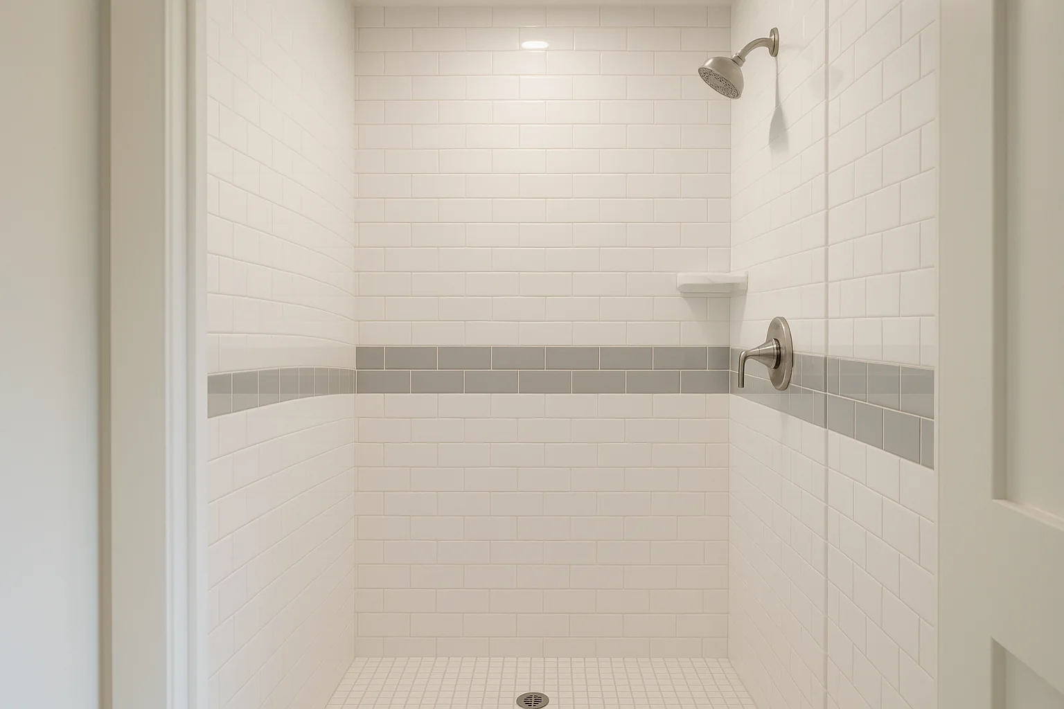 New tiled walk-in shower in a Woodburn bathroom